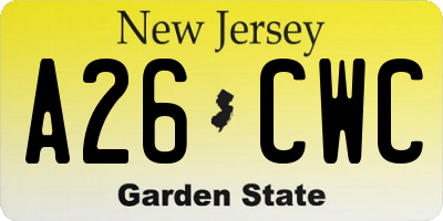 NJ license plate A26CWC