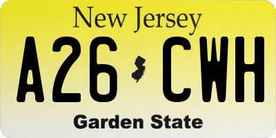 NJ license plate A26CWH