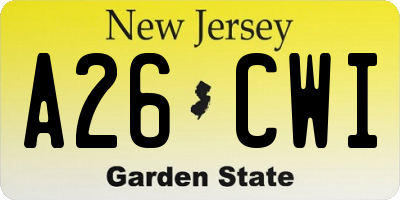 NJ license plate A26CWI
