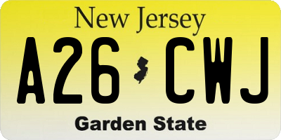 NJ license plate A26CWJ