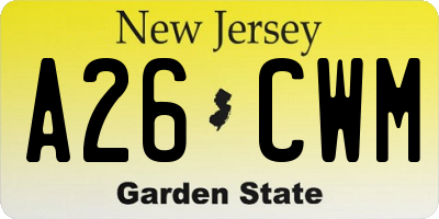 NJ license plate A26CWM