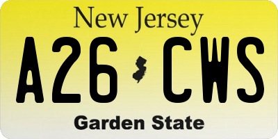 NJ license plate A26CWS