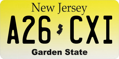NJ license plate A26CXI