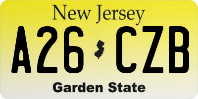 NJ license plate A26CZB
