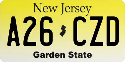 NJ license plate A26CZD