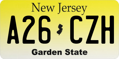 NJ license plate A26CZH
