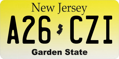 NJ license plate A26CZI