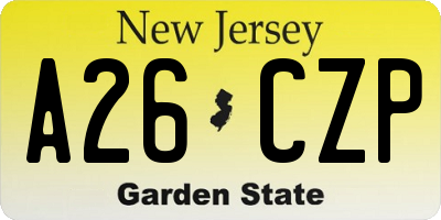 NJ license plate A26CZP
