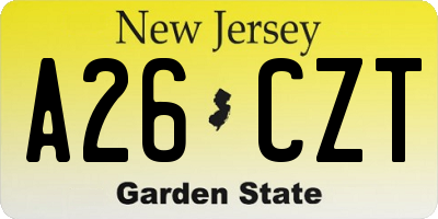 NJ license plate A26CZT