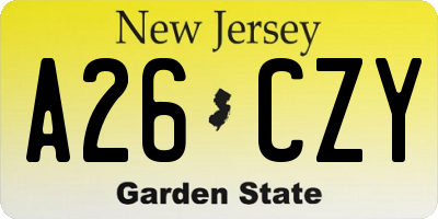 NJ license plate A26CZY