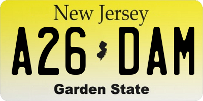 NJ license plate A26DAM