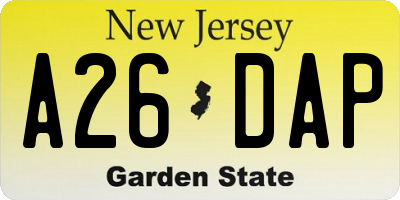 NJ license plate A26DAP