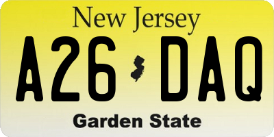 NJ license plate A26DAQ