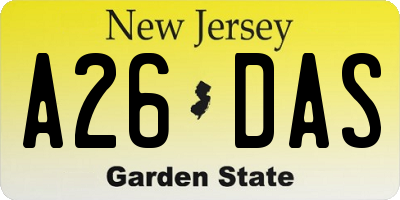 NJ license plate A26DAS