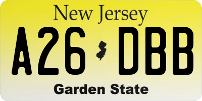 NJ license plate A26DBB