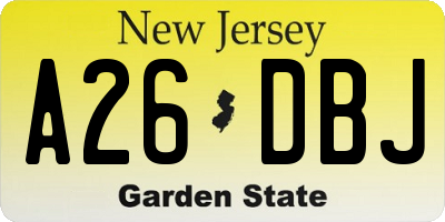 NJ license plate A26DBJ