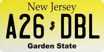 NJ license plate A26DBL