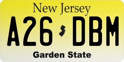 NJ license plate A26DBM