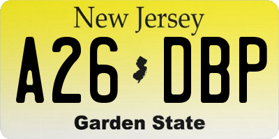 NJ license plate A26DBP