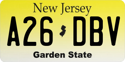 NJ license plate A26DBV