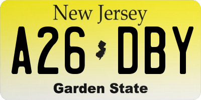NJ license plate A26DBY