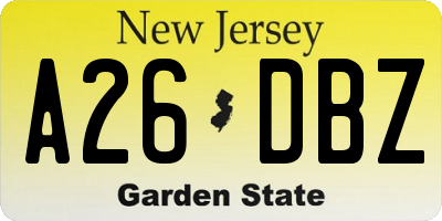 NJ license plate A26DBZ