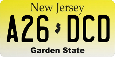 NJ license plate A26DCD