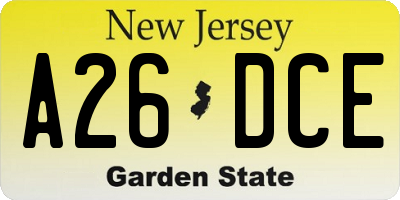 NJ license plate A26DCE