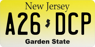 NJ license plate A26DCP