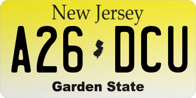 NJ license plate A26DCU