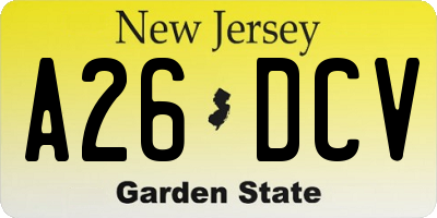 NJ license plate A26DCV