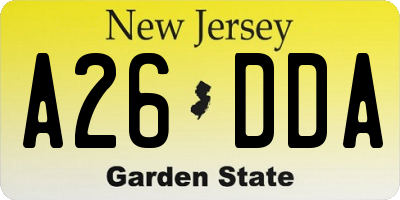 NJ license plate A26DDA