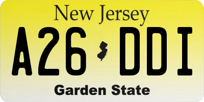 NJ license plate A26DDI