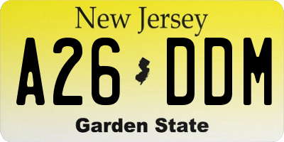 NJ license plate A26DDM