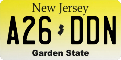NJ license plate A26DDN