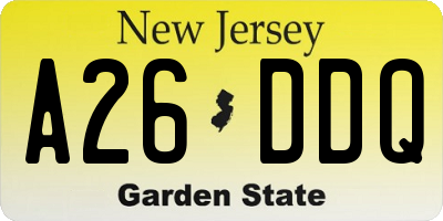 NJ license plate A26DDQ