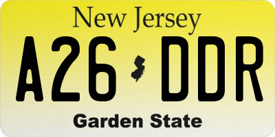 NJ license plate A26DDR