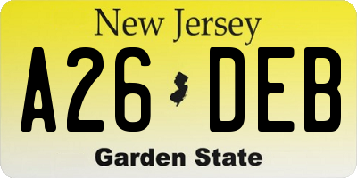 NJ license plate A26DEB