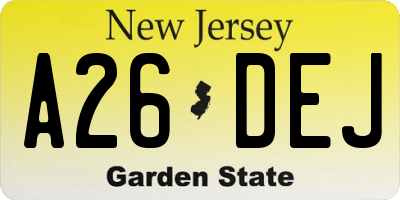 NJ license plate A26DEJ