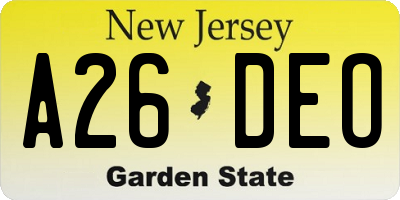 NJ license plate A26DEO