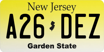 NJ license plate A26DEZ