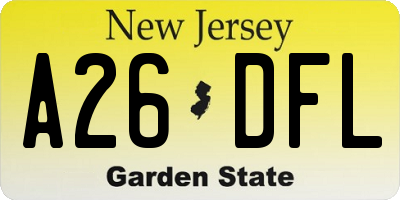 NJ license plate A26DFL