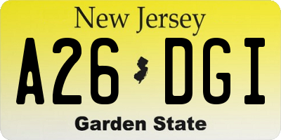 NJ license plate A26DGI