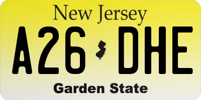 NJ license plate A26DHE
