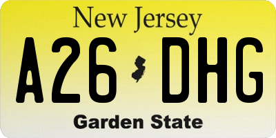 NJ license plate A26DHG
