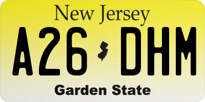 NJ license plate A26DHM