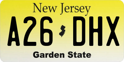 NJ license plate A26DHX