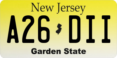 NJ license plate A26DII