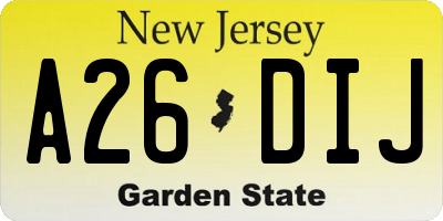 NJ license plate A26DIJ