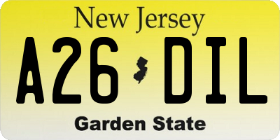 NJ license plate A26DIL